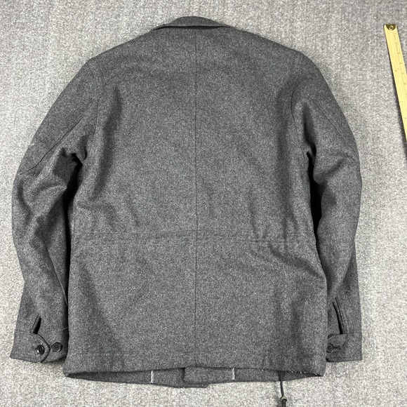 Banana Republic Jacket Mens M Gray Italian Wool Cashmere Full Zip Lined Pea Coat - Picture 16 of 16